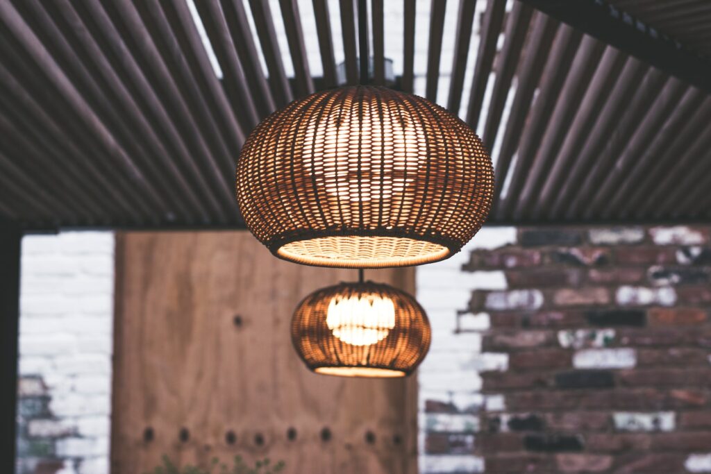 lighted lantern on ceiling
