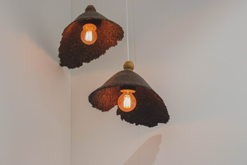 brown ceiling lamp turned-on